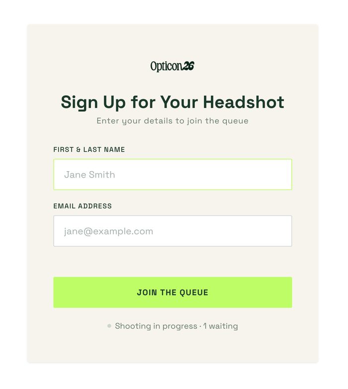 The sign-up page carrying the client's own branding, colours and logo.